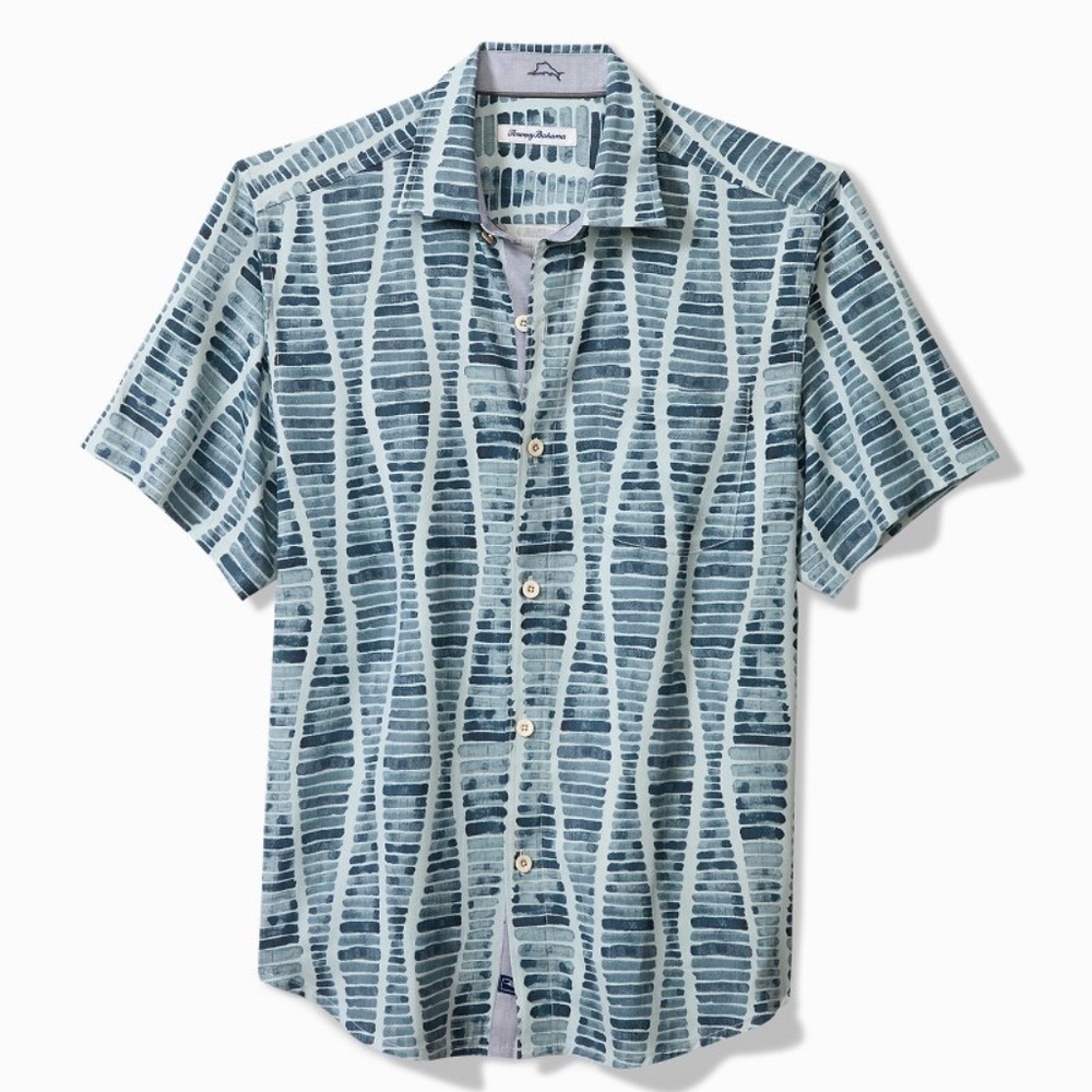 Tommy Bahama Men's Silk Camp Shirt Boardwalk Blues Small
